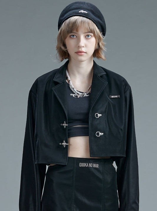 Leather Suit Jacket Short