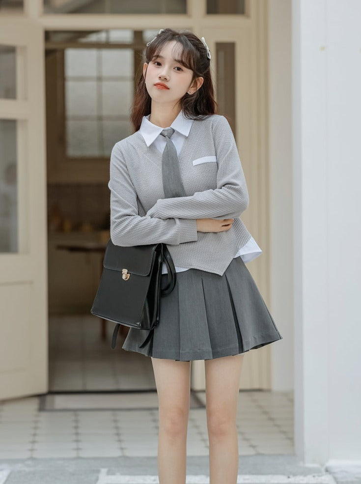 Asymmetrische College-Oberteile Retro Casual