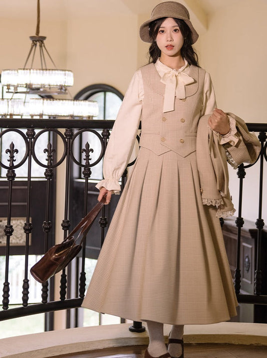 Vest Check Flared Retro + Blouse Check Skirt