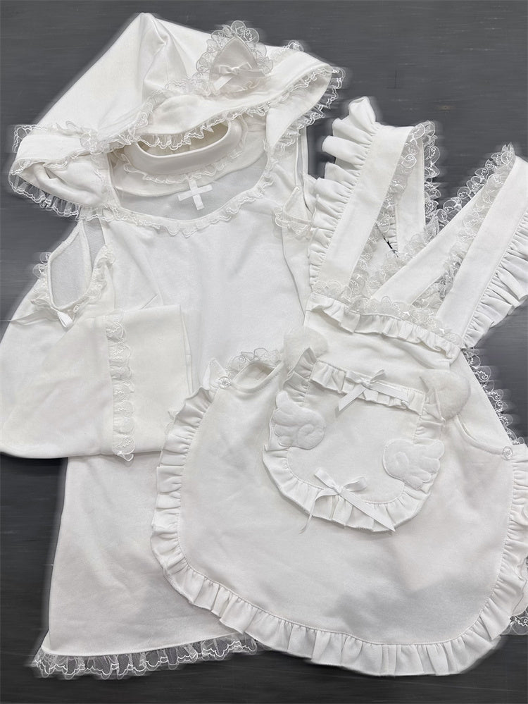 耳猫エンジェルスウェットシャツフードポケットエプロン