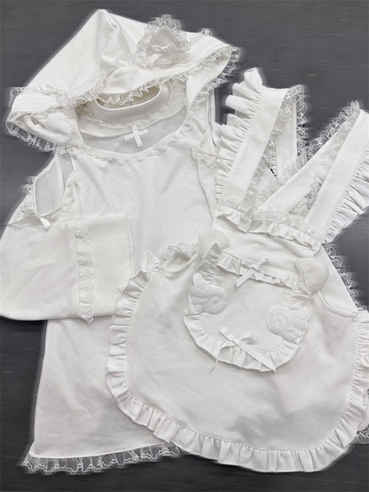 耳猫エンジェルスウェットシャツフードポケットエプロン