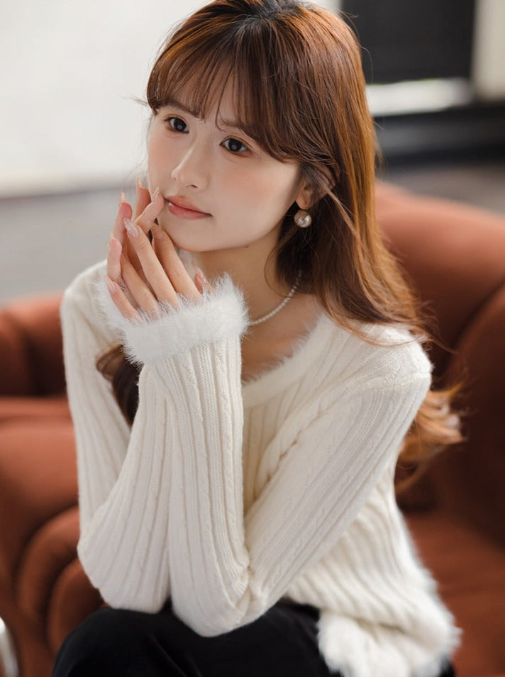 スリムスイートセーター ツイストトップファー