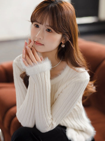 スリムスイートセーター ツイストトップファー