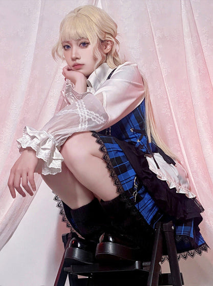 スーツセット チェック ベスト パンツ スカート シャツ プリンス