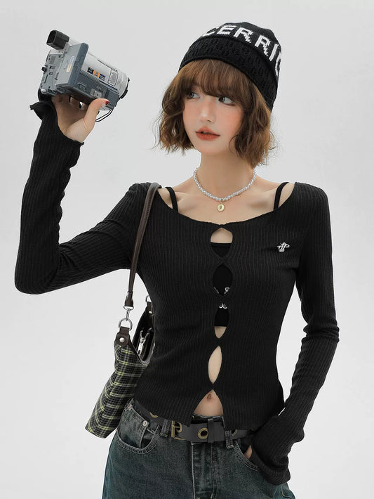 American Split Knit Camisole Top Short + Two-piece