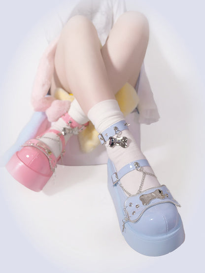 プラットフォームリベットパンクボーンミレニアムシューズ