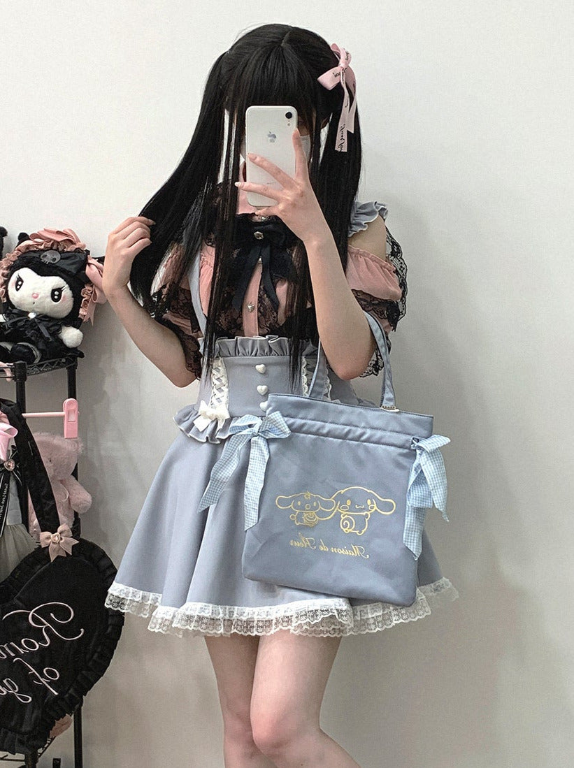 Spitzenrock mit Rüschen-Schulterriemen und Love Back