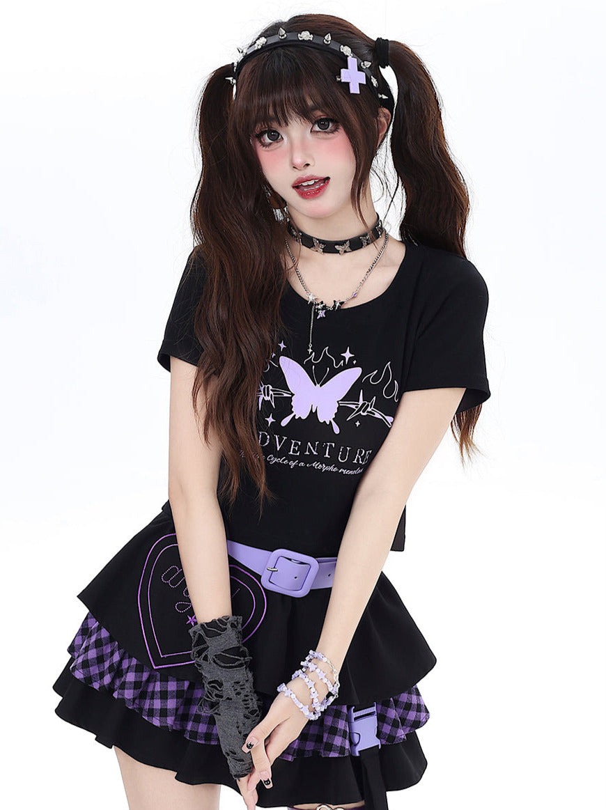 バタフライドリームTシャツ ショートスリムリボンバック