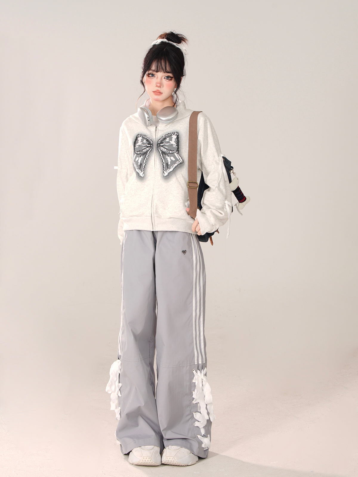 Loose Casual Pants Wide Ribbon Side