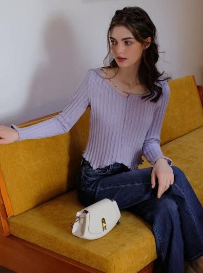 リブスプリングカーディガンニットタイツ