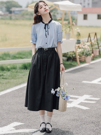 Lce Flared Long + Rock Shirt Retro Sommer Blau