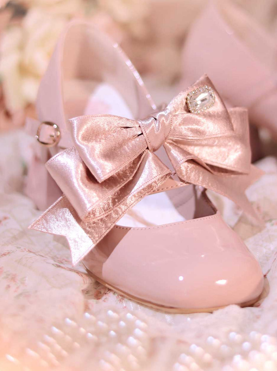 High Ribbon Heart Heel Shoes Ribbon Open Lolita Jewel