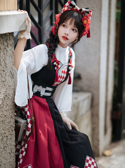 Trompete Pelz Bluse Cape + China Zubehör Quaste Schal Pullover Rock