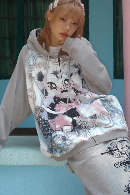Sweatshirt Hase Hoodie Graffiti Übergroß