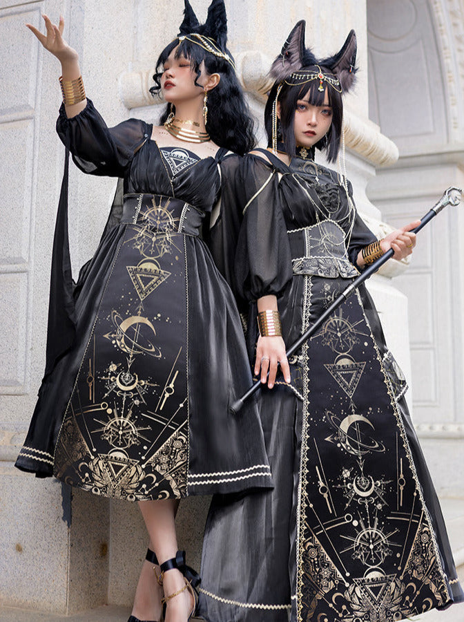 フルスリーブモデル シースルーショートヤーンドレス ショルダー + サス + ナイトメアホルス