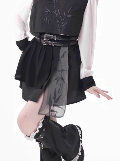 Design Print New Bamboo Schwarz Anzug China Weiß