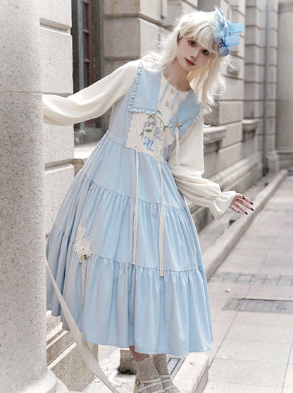 Zweiteiliges Lolita-Kula-Kleid mit Blumenstickerei