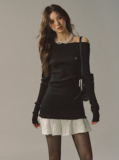 Reversible Fur Leather Coat + Ruffle Off-Shoulder Dress