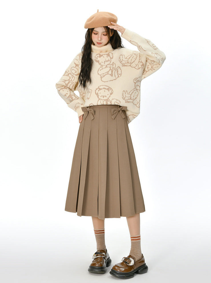 Ribbon Skirt Preppy Style Pleated Retro