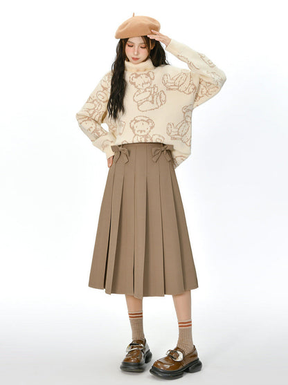 Ribbon Skirt Preppy Style Pleated Retro
