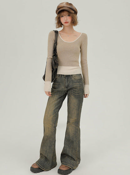 Slim Contrast Color Knit