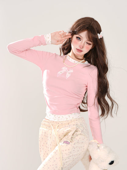 Zweiteiliges Top-Design Schleife Kunstblume