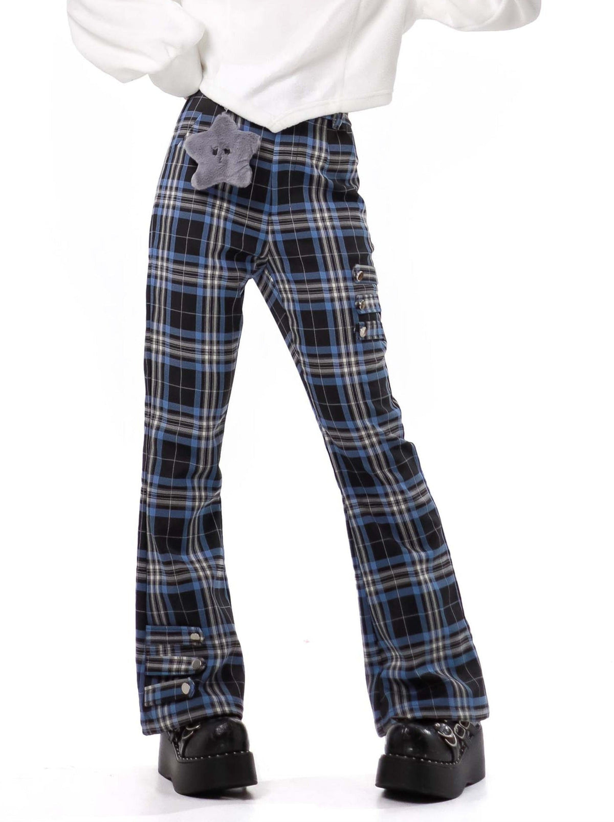 Nyar Star Gravity Velvet Cat ear Farjack+Blue Check College Pants