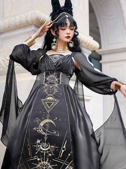 フルスリーブモデル シースルーショートヤーンドレス ショルダー + サス + ナイトメアホルス