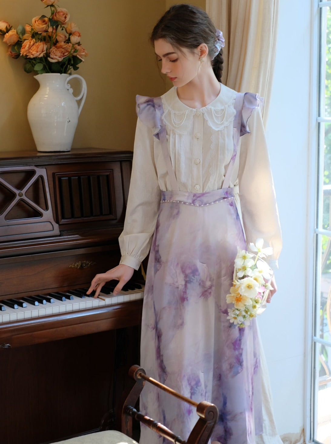 Weiße Bluse Retro Moonlight