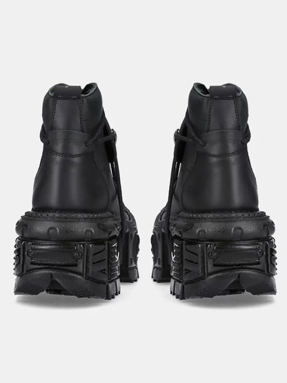 ショートプラットフォームダークメタルパンクブーツレースアップ