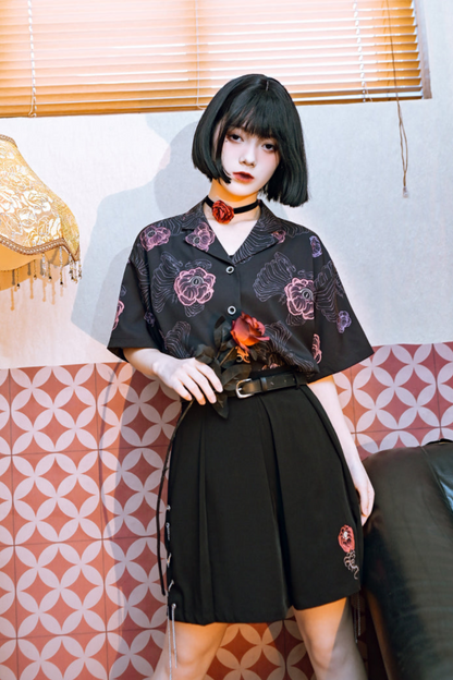 チャイナボーンフラワーシャツ