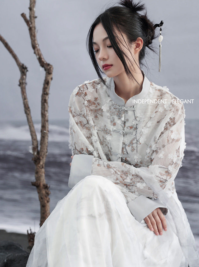 ジャカードプリントジャケット ショート ライト ルーズ チャイナ