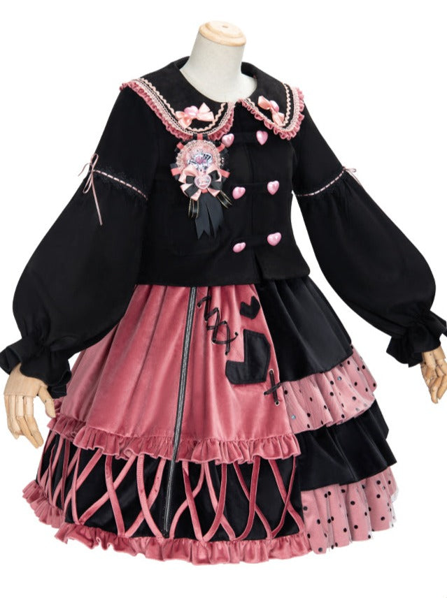 Dress Short + Lolita Jacket Asymmetrical Frilled