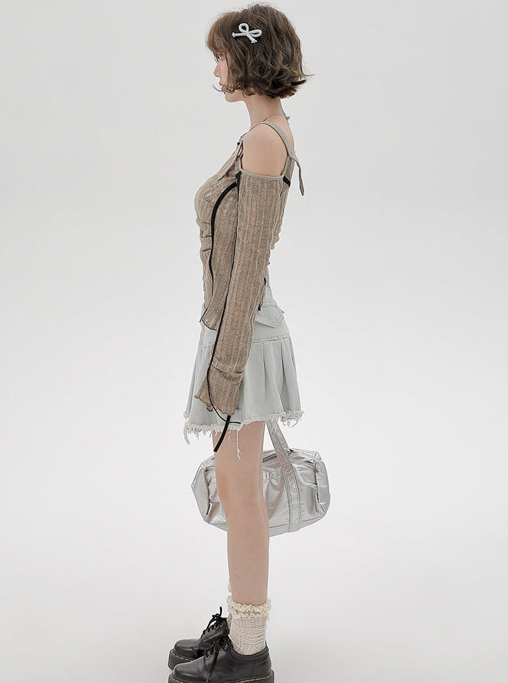 Unregelmäßiges One-Shoulder-Top, transparent, schmal, amerikanisch