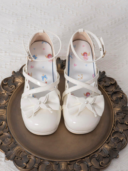 Shoes Mid Round Elegant Lolita Toe Heel Ribbon Sweet