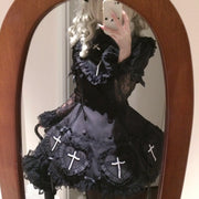 Black Night Cross short OP dress with cross motifs