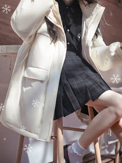 College Hoodie Style Jacket White Penguin Down