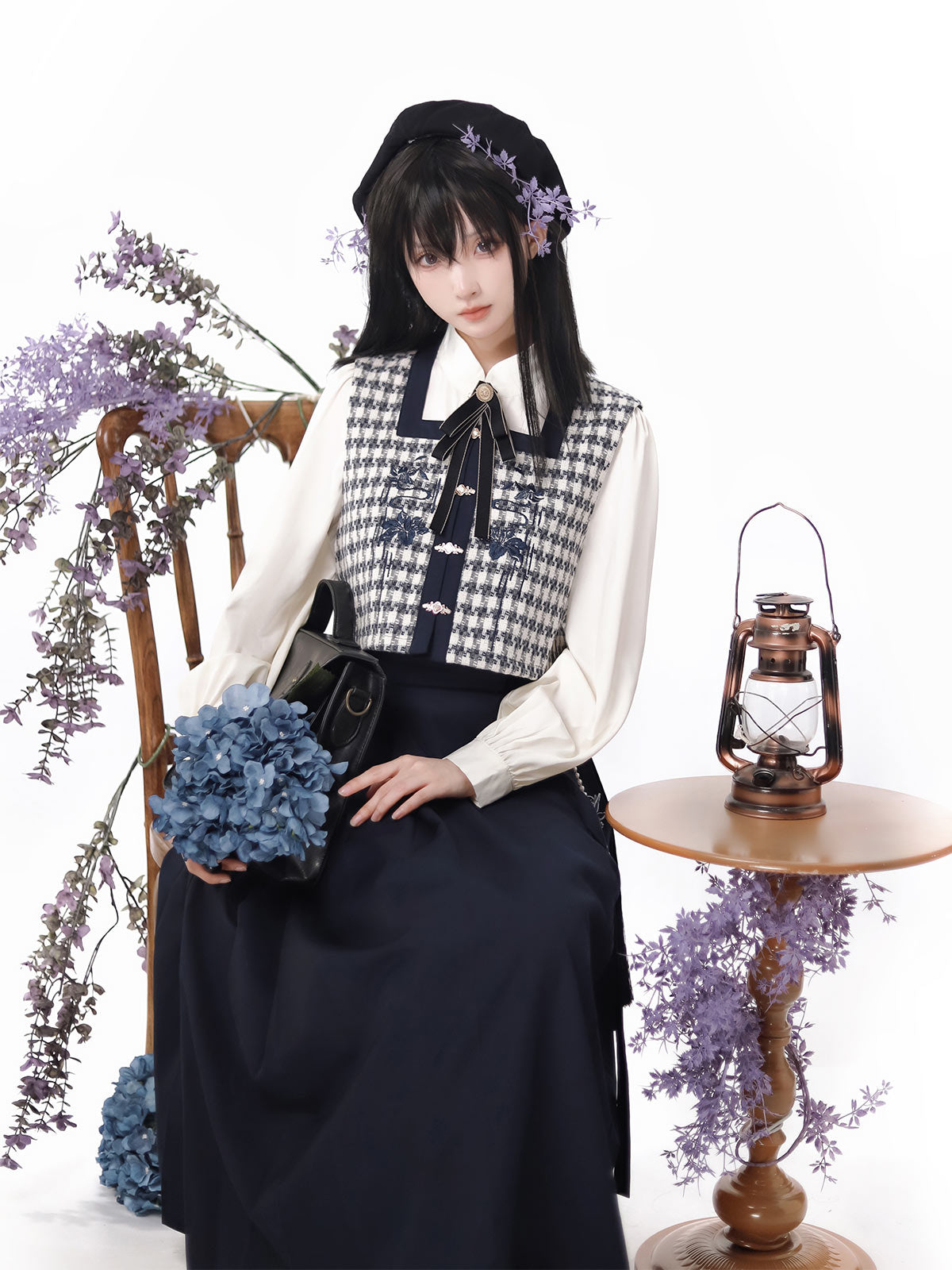 Faltenrock Schnalle Bluse College China Weste Jacke Check