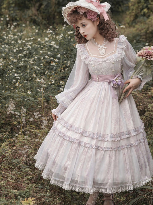 Elegant Chiffon Dress Sheer Lolita