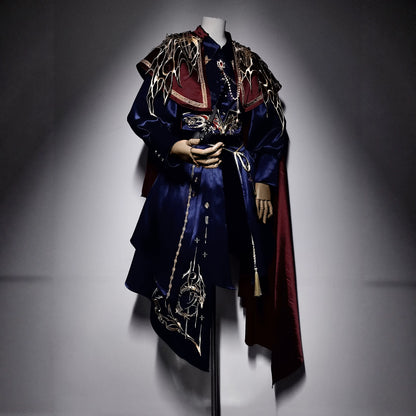 Hanfu Military Lolita Set Embroidered Cape Shirt & Pants - Long Yao