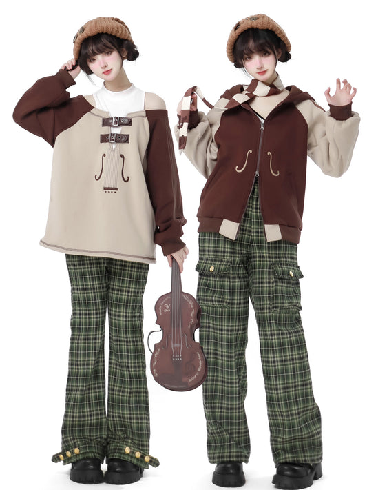 Verschwitzte Foody-Jacke „Violin Concerto“ + Off-Ward-Trainer + Karohose