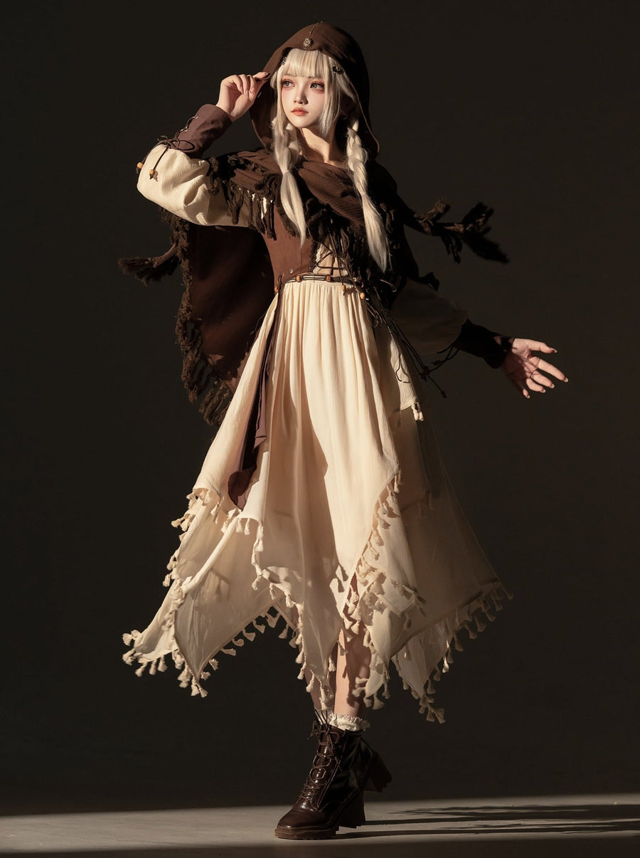 Robe style exotique gilet cape