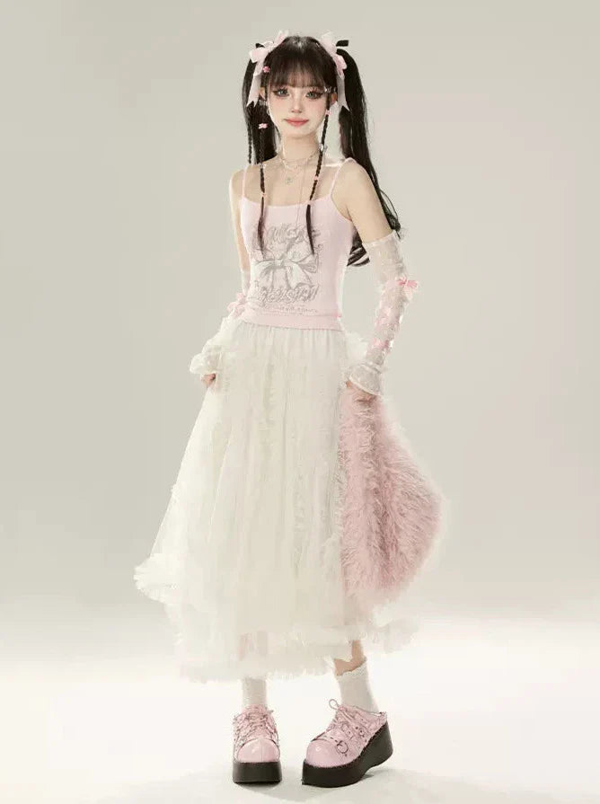 ジップガーリー+ルーズバタフライキャミソールパンツジャケットリボンスウェットシャツフード付きピンク