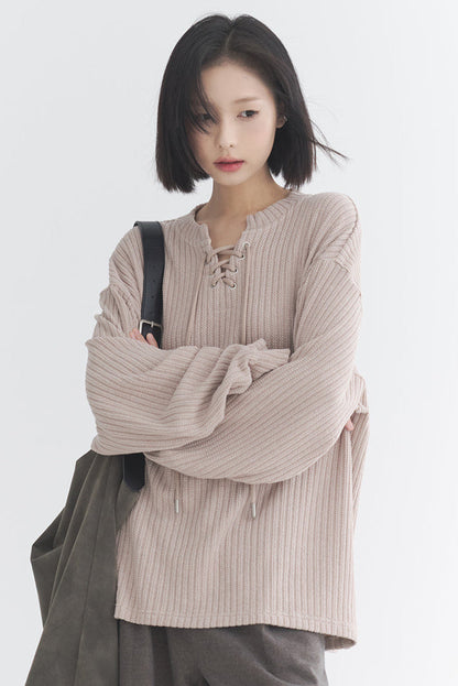 Oversize-Stricktop mit V-Ausschnitt