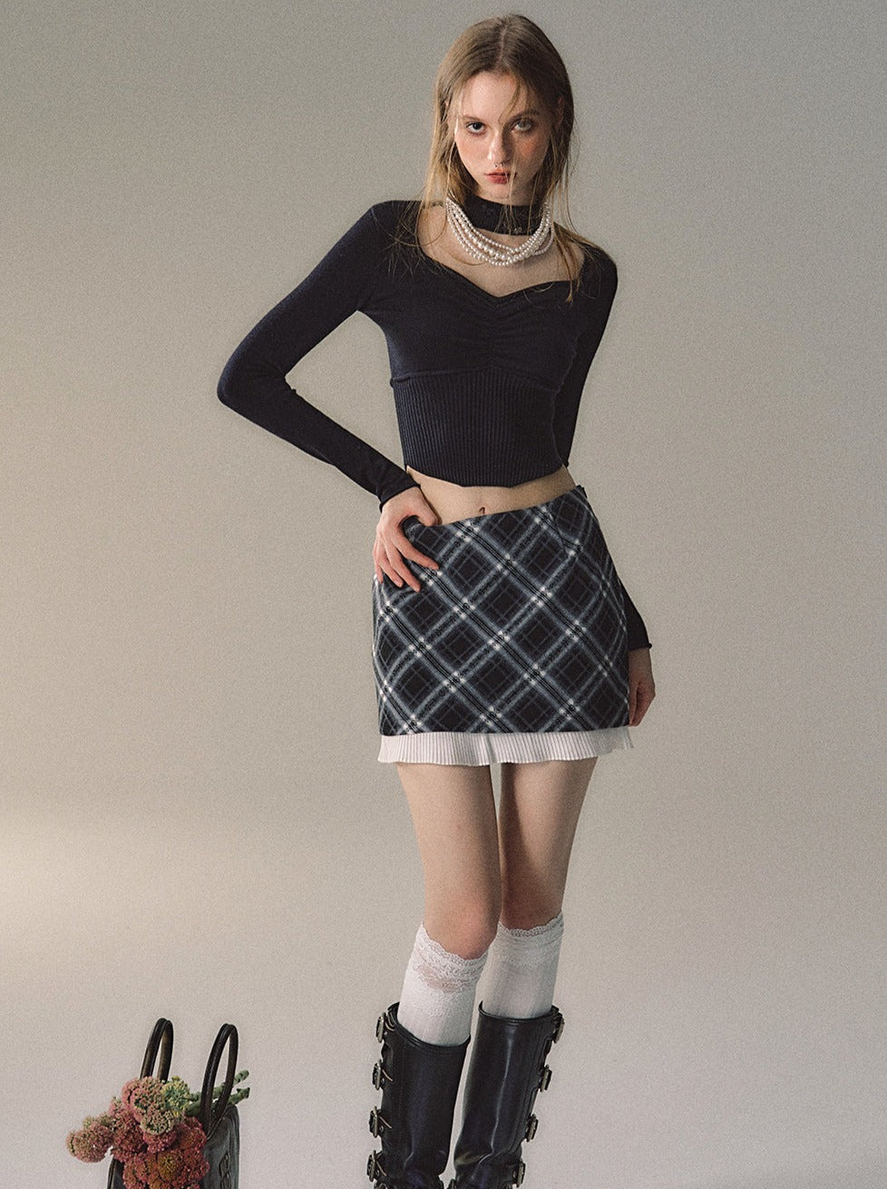 Neckholder-Top mit schmaler Taille und quadratischem Ausschnitt