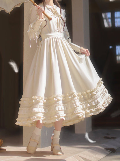 リボン ヴィンテージ フレンチウエスト ドレス 刺繍 ロマンチック