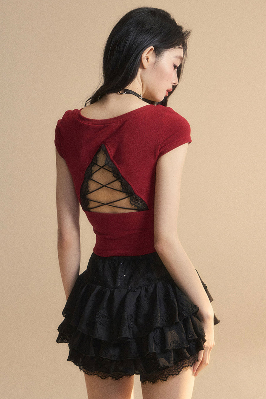 トップ予約 リボントリム レース シック クロップ