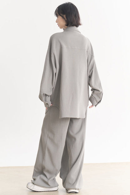 - Muse: Fall for wide Plain Suits sleeve Loose long Women's and Gravity Spring Casual pants shirts