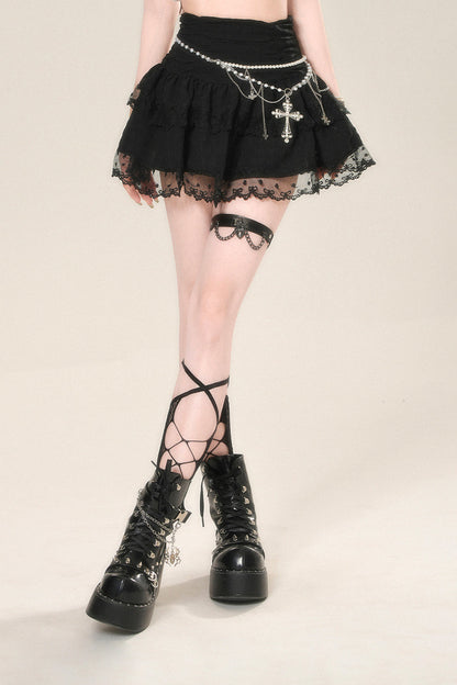 メッシュスカート ウエストAラインハイ