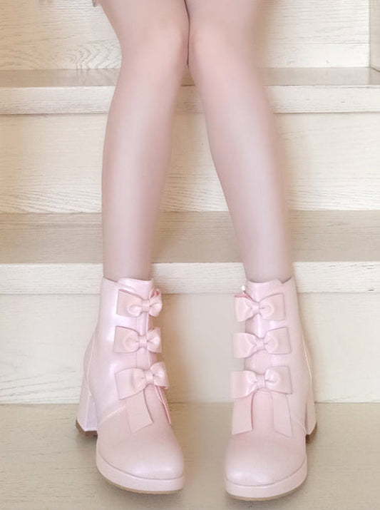 Ribon Sweet toe Boots Short Round
